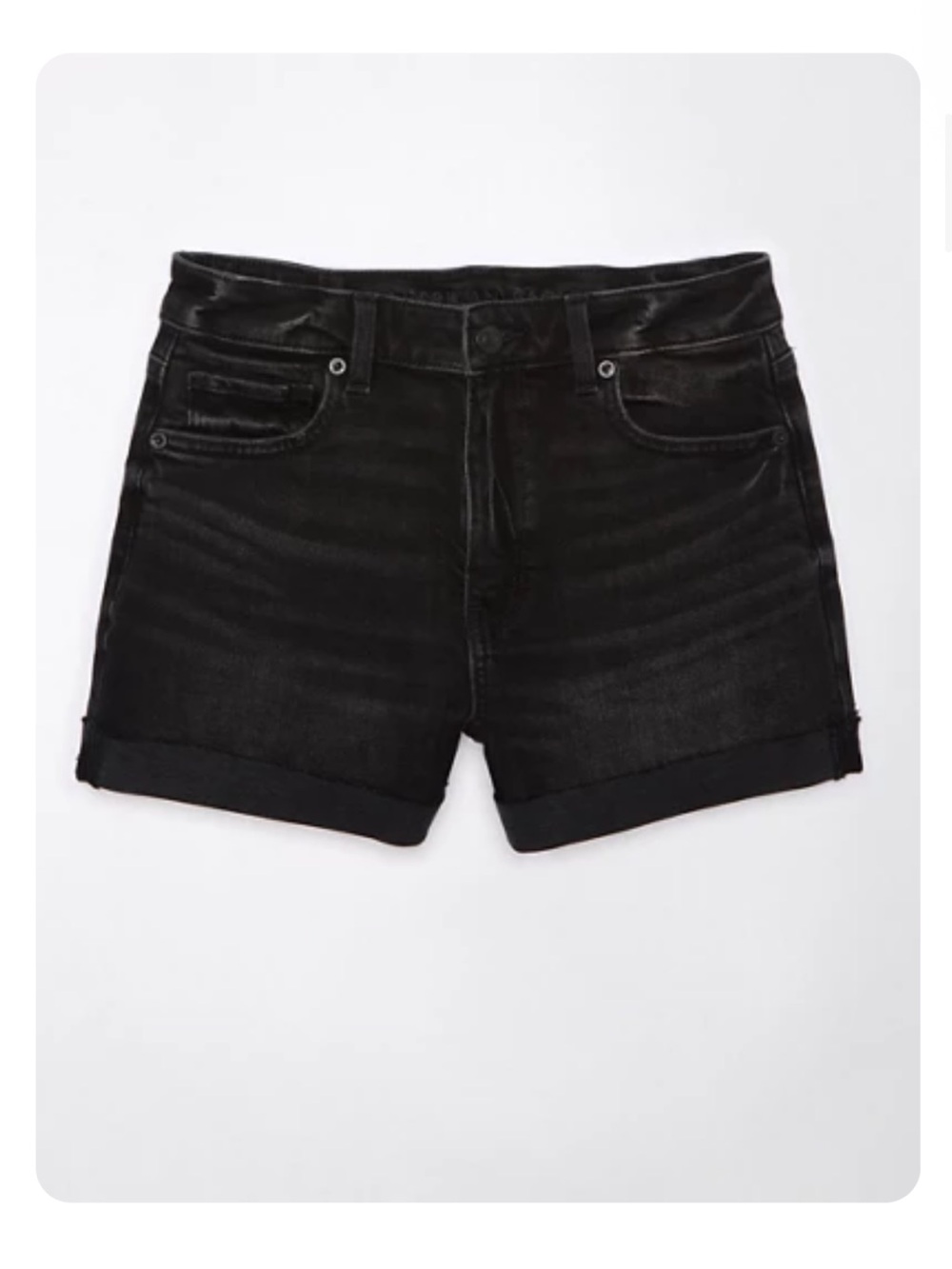 American Eagle AE Black Washed Stretch Denim Mom Short